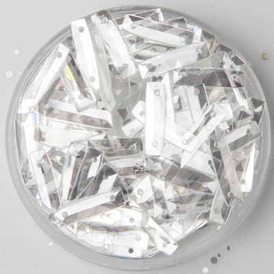 Прозрачная кружка с блестками, прямоугольная пайетка с 2 отверстиями, прозрачный Кристальный белый конфетти, 25 г, 3 х14 мм