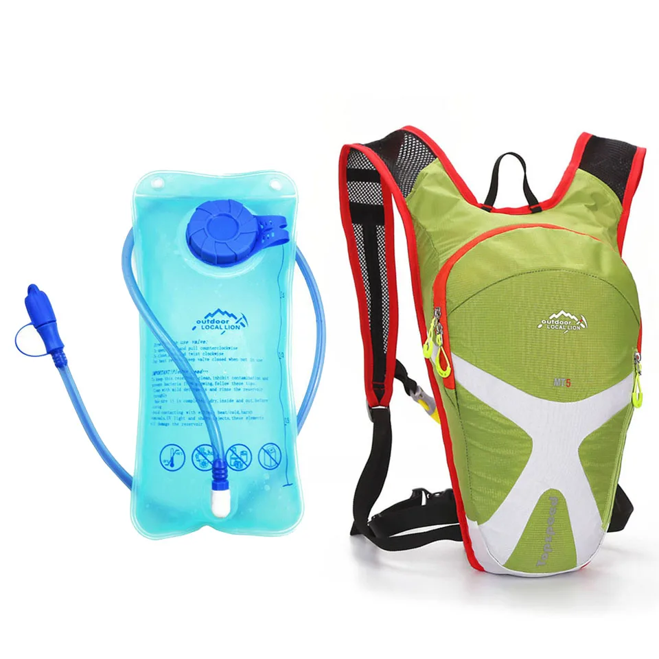 Green with waterbag Открытый Местный лев 5L Велоспорт рюкзак высокое качество кемпинг походная сумка рюкзак для бега спортивный велосипедный рюкзак с сумкой для воды - Цвет: Green with waterbag
