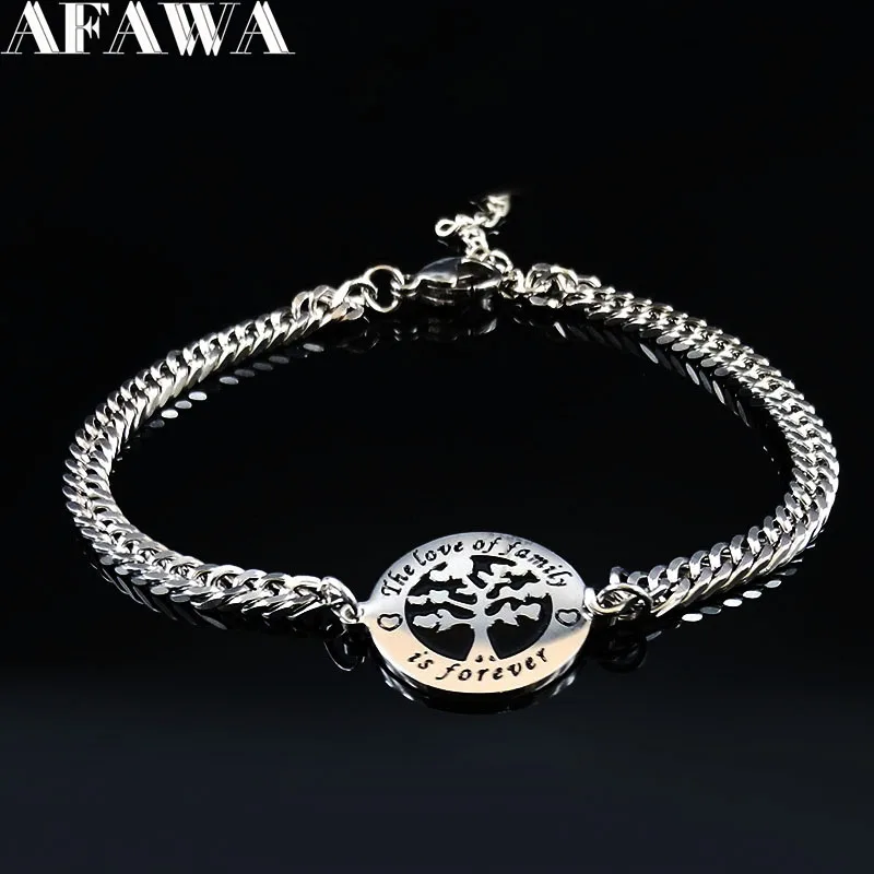Браслет из нержавеющей стали с надписью The Love Of Family is Forever B1787S01|Цепочки и браслеты|