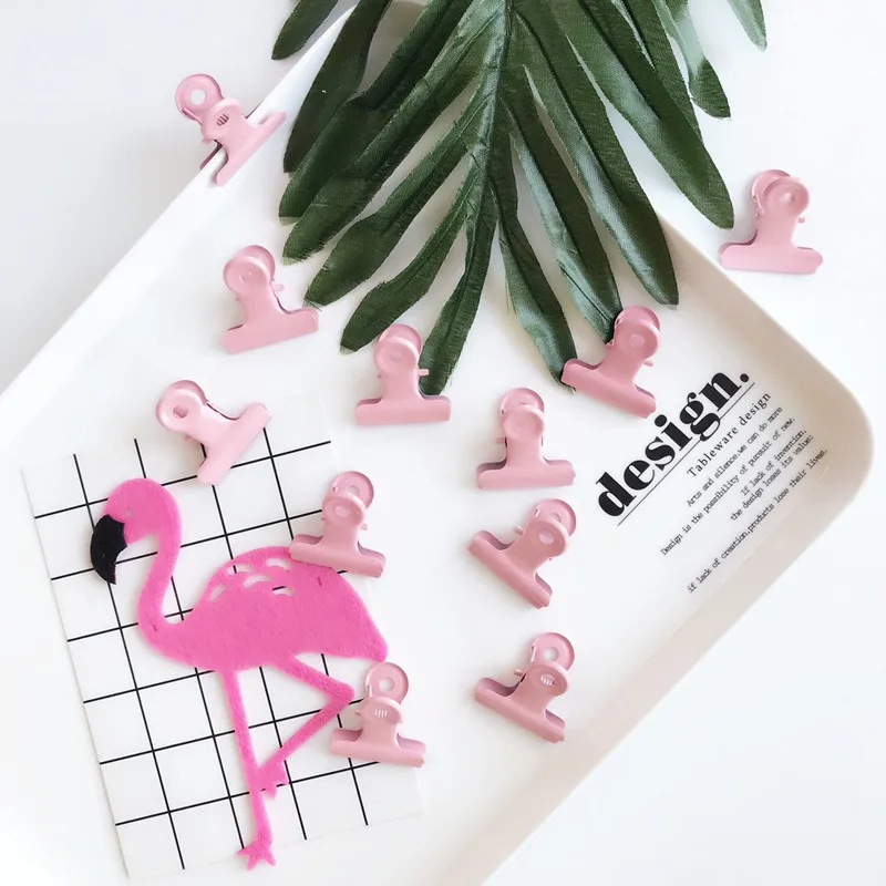 5pcs/lot Cute Pink Metal Binder Clips Folder Notes Letter Paper Clip Clamp Chancery School Office Binding Supplies Accessories|paper clip