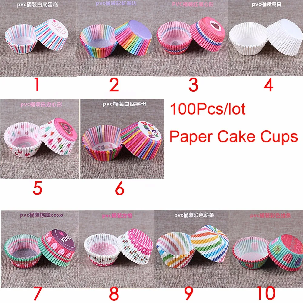 100 Шт Красочная радужная бумага для торта кекса лайнер выпечки коробка кексов