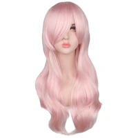 qqxcaiw long curly wig women cosplay light pink heat resistant synthetic hair wigs