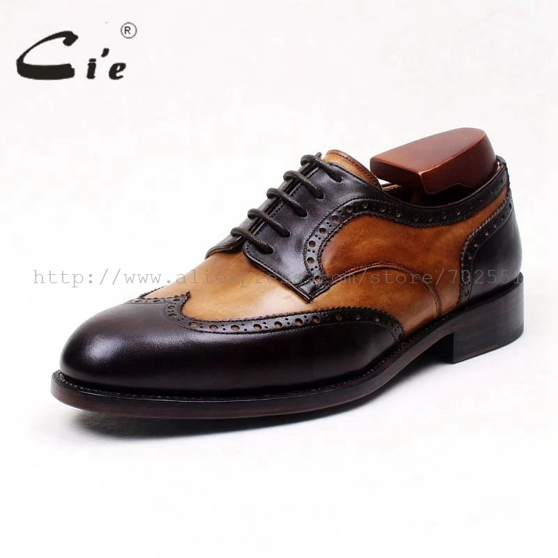 Мужские дышащие туфли на шнуровке cie коричневые/черные с круглым носком 100%