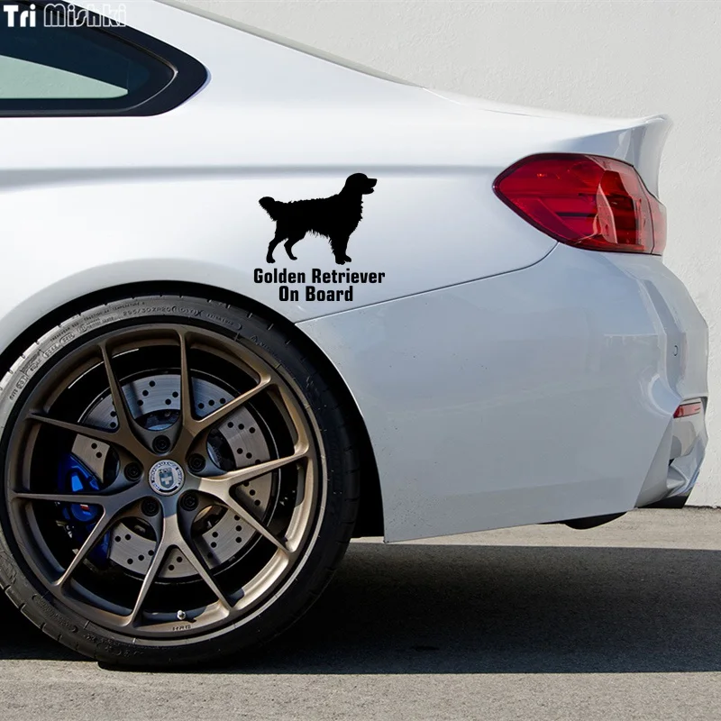 Tri Mishki HZX337# 15*15.3см Golden Retriever on board Золотистый ретривер в машине виниловые наклейки