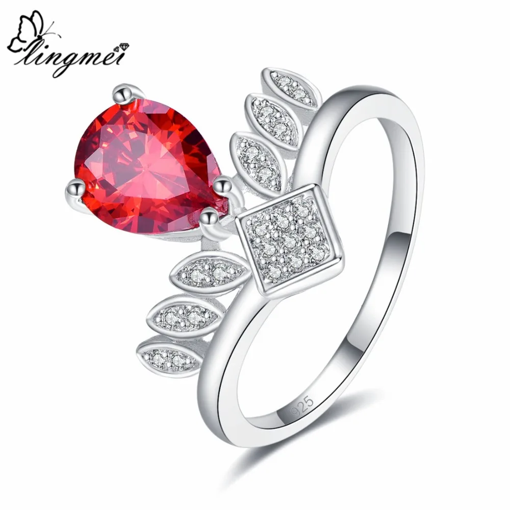 lingmei Gorgeous Fashion Crown Princess Jewelry Pear Cut Multi &amp White Red Cubic Zircon Silver Color Ring Size 6-9 | Украшения и