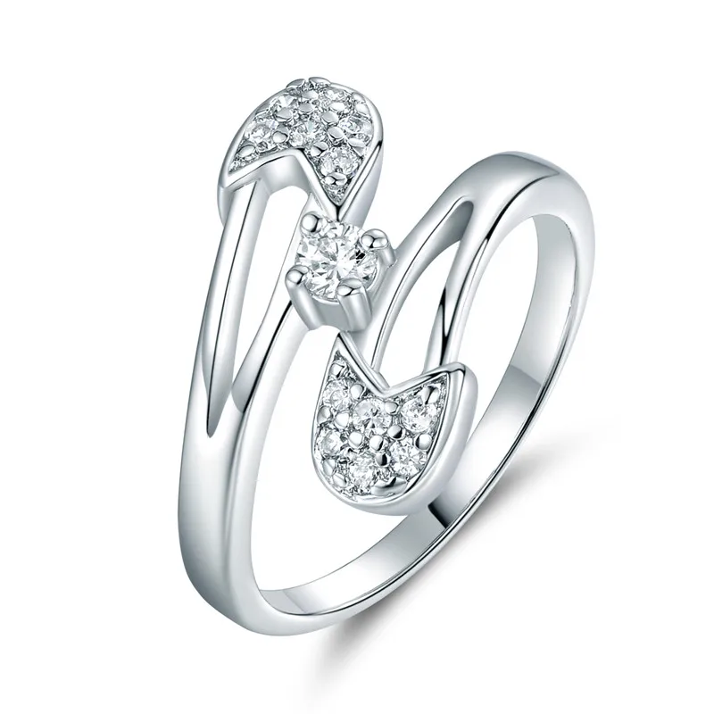 BUDONG 2017 New Fashion Women Finger Rings Silver color Unique Design Crystal Wedding Promise Ring Nuevos Anillos Jewelry R196 | Украшения