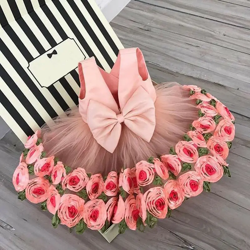 Новейшее модное платье Emmababy для маленьких девочек праздничное из тюля с цветами