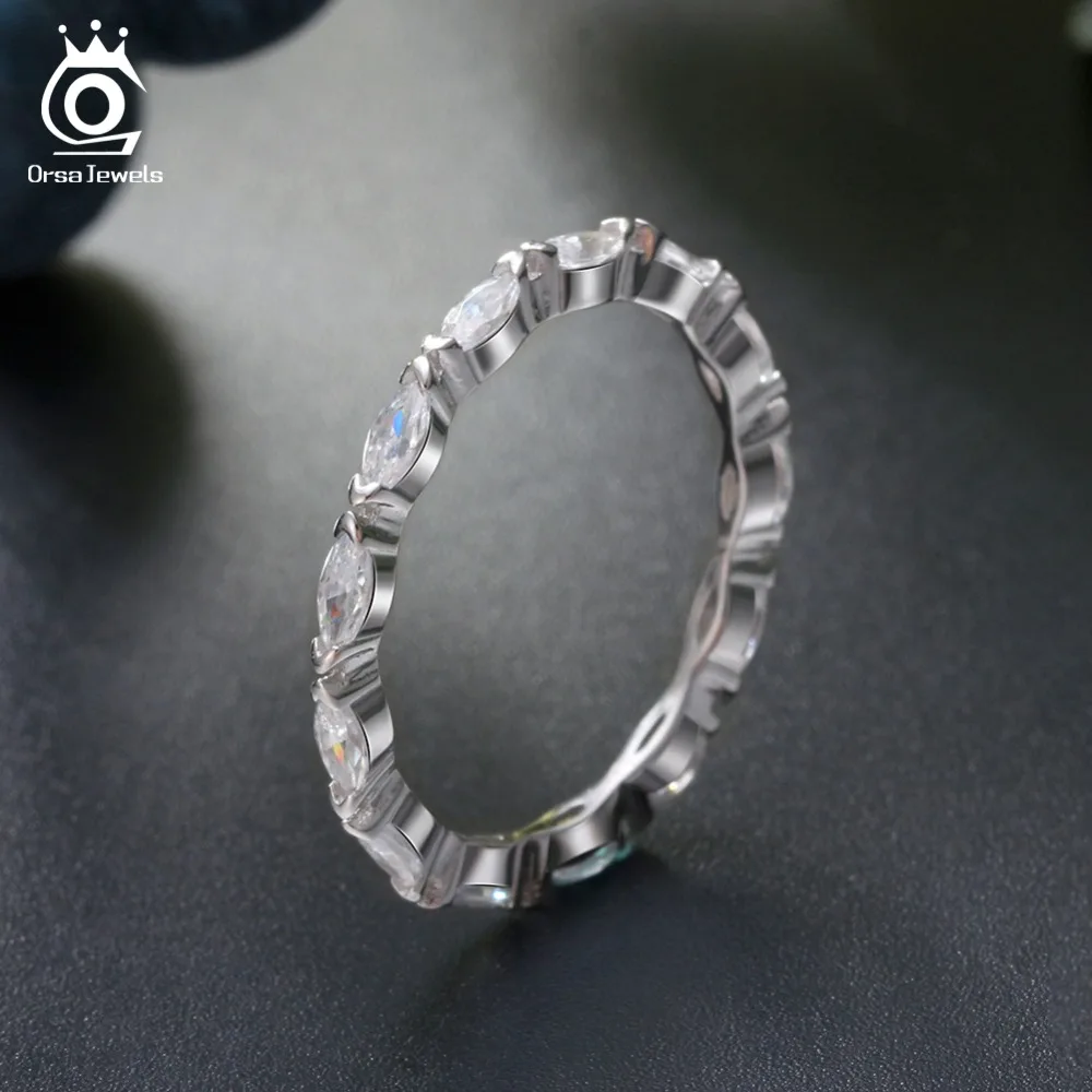 ORSA JEWELS Настоящее 925 Серебряное кольцо классический стиль кольца вечности для помолвки и свадебной вечеринки Трендовое ювелирное изделие ASR71