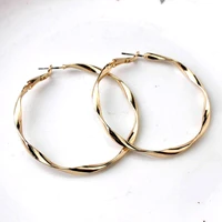 gold brass copper twisted rotate hoop hook earrings for women