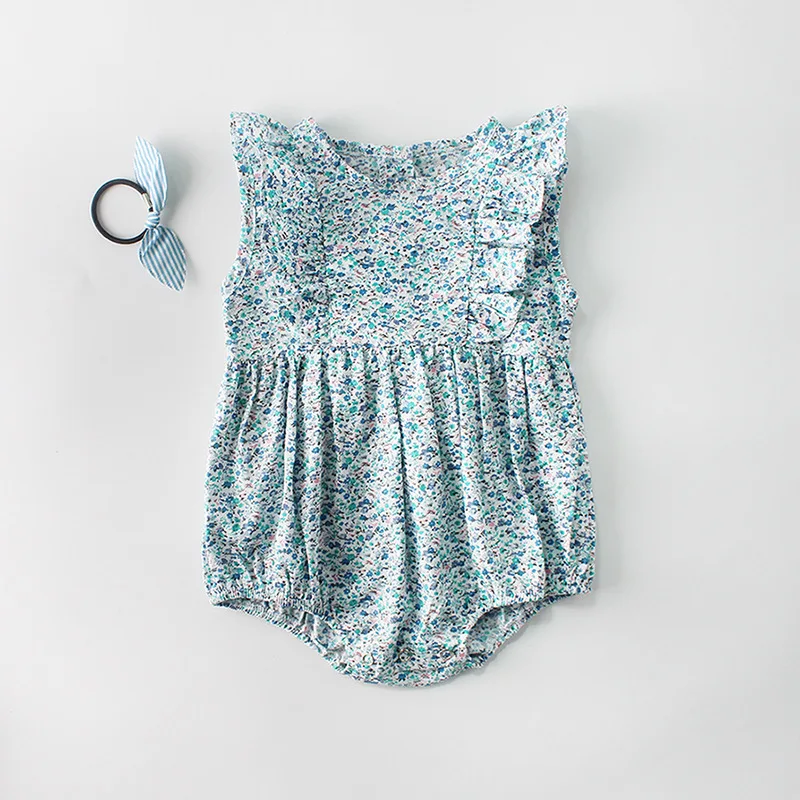 

Infant Newborn Baby Girls Ruffle Cotton Romper Jumpsuit Playsuit Outfits Baby Clothes Fly Sleeve Flower Print Baby Girls Rompers