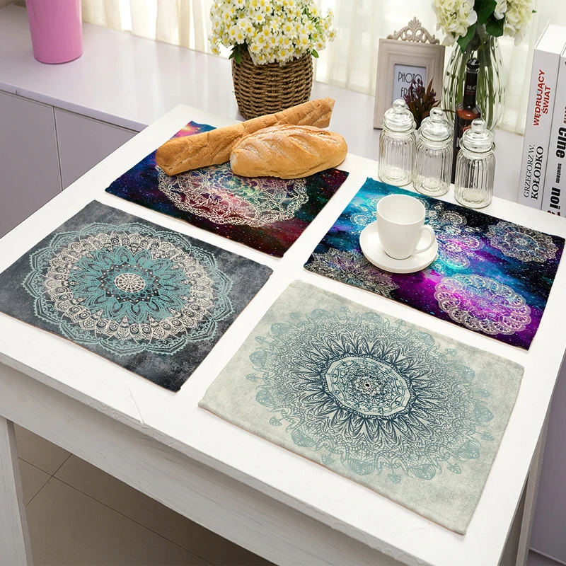 4 шт./комплект декоративные салфетки из хлопка и льна|Столовые салфетки| |