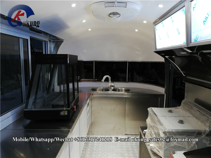 Airstream Стиль Матовый из нержавеющей стали мобильный магазин, пищевой грузовик, мобильный пищевой прицеп для продажи