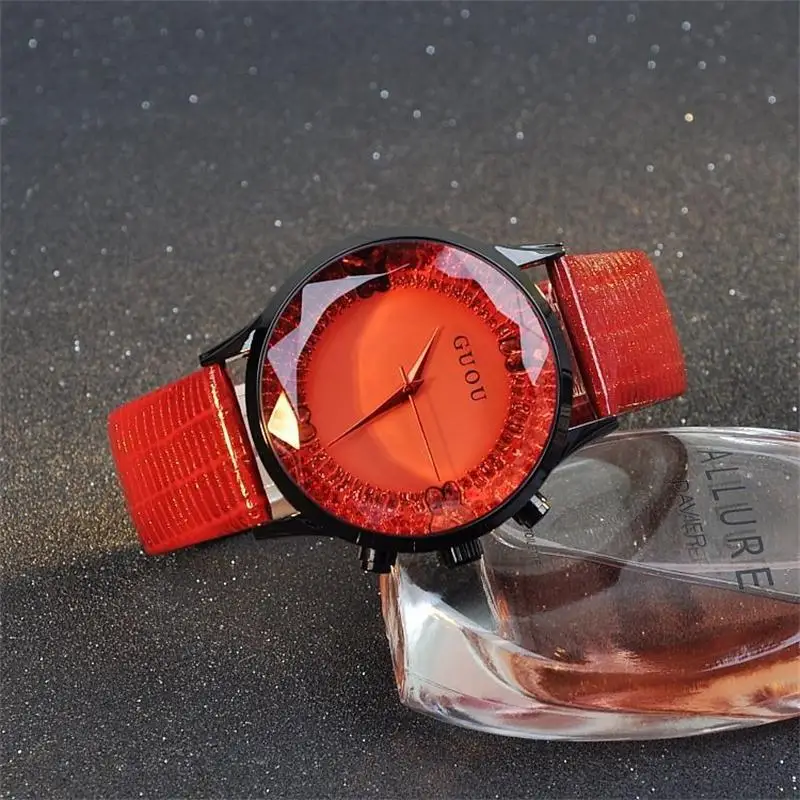 Женские Часы GUOU Reloj Mujer модные изысканные брендовые часы женские enuine с кожаными