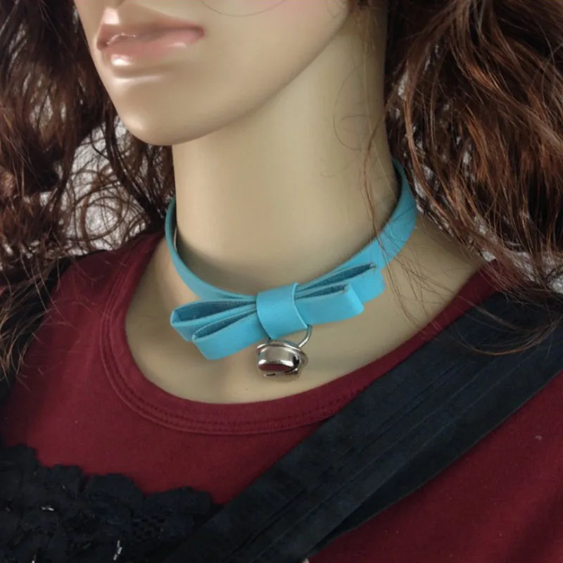 Панк кожаный бант колокольчик Подвеска колье для женщин Funky Chockers воротник collares колье ras du cou CR104
