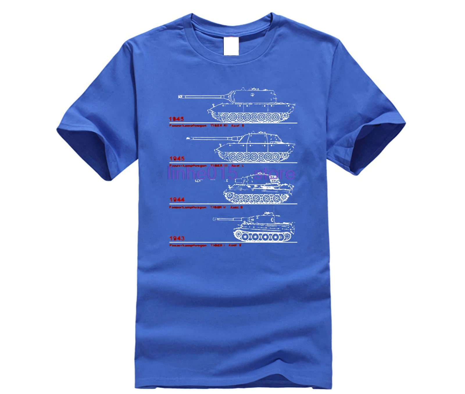2019 Хлопковая мужская одежда с короткими рукавами танк тигр Blueprint патент немецкая