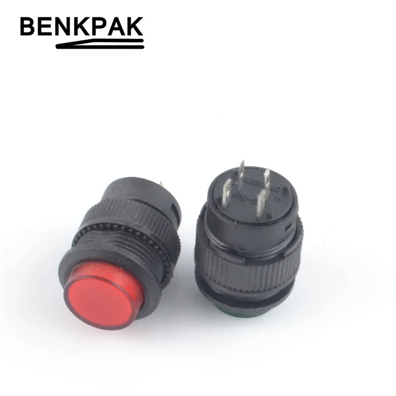 Автозамок 16 мм и мгновенная кнопка включения выключения с лампой 4pin|lamp switch|on-off