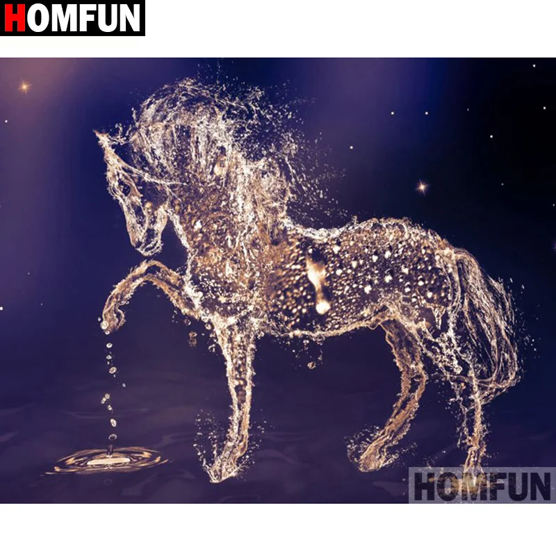 Алмазная 5D Вышивка HOMFUN Лошадь картина с полными квадратными/круглыми стразами