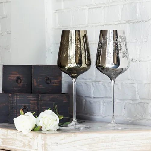 High end luxury wine set gold silver electroplated goblet crystal red model room decoration | Дом и сад
