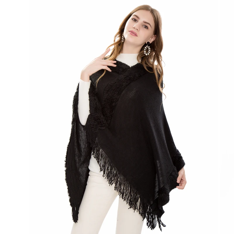 High Quality Faux Fur Women Pashmina Solid Color Cashmere Scarf Tassel Ladies Winter Thick Warm Female Fashion Shawl&ampCapes | Аксессуары