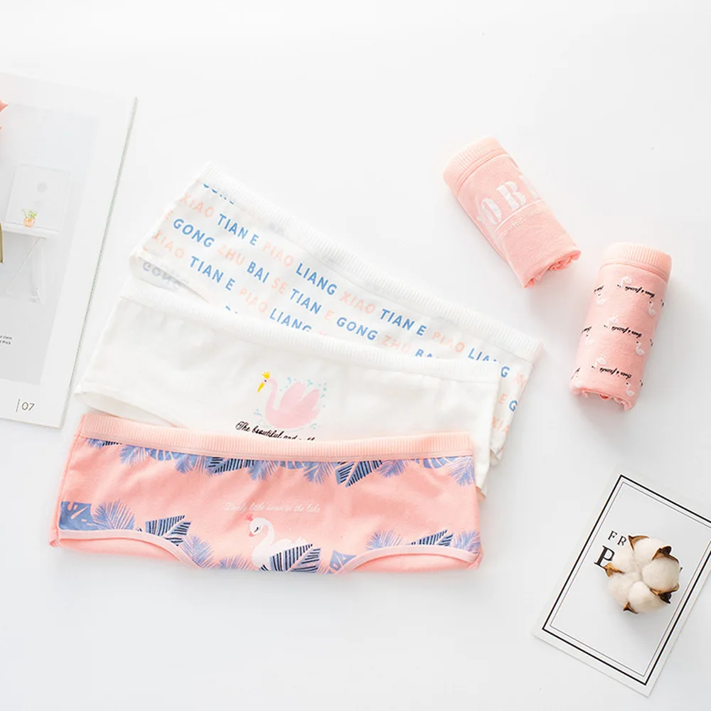 Женские трусы из хлопка с рисунком фламинго милое нижнее белье для девочек