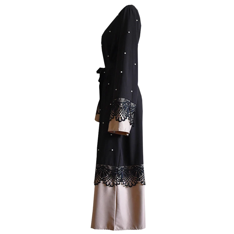 Женское облегающее платье-Кафтан Abaya в Дубае кружевное Макси-хиджаб с бисером