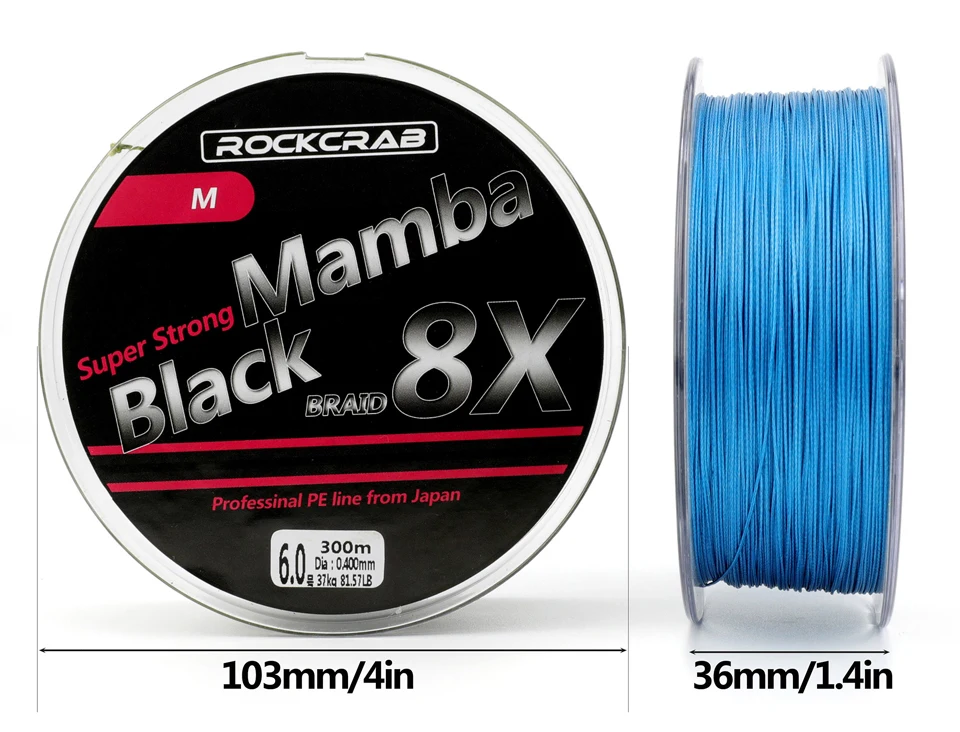 Бренд RockCrab черная Mamba 8X серия 300 м 330 ярдов 8 нитей 10-81LB PE леска плетеная леска многофиламентная плавающая леска