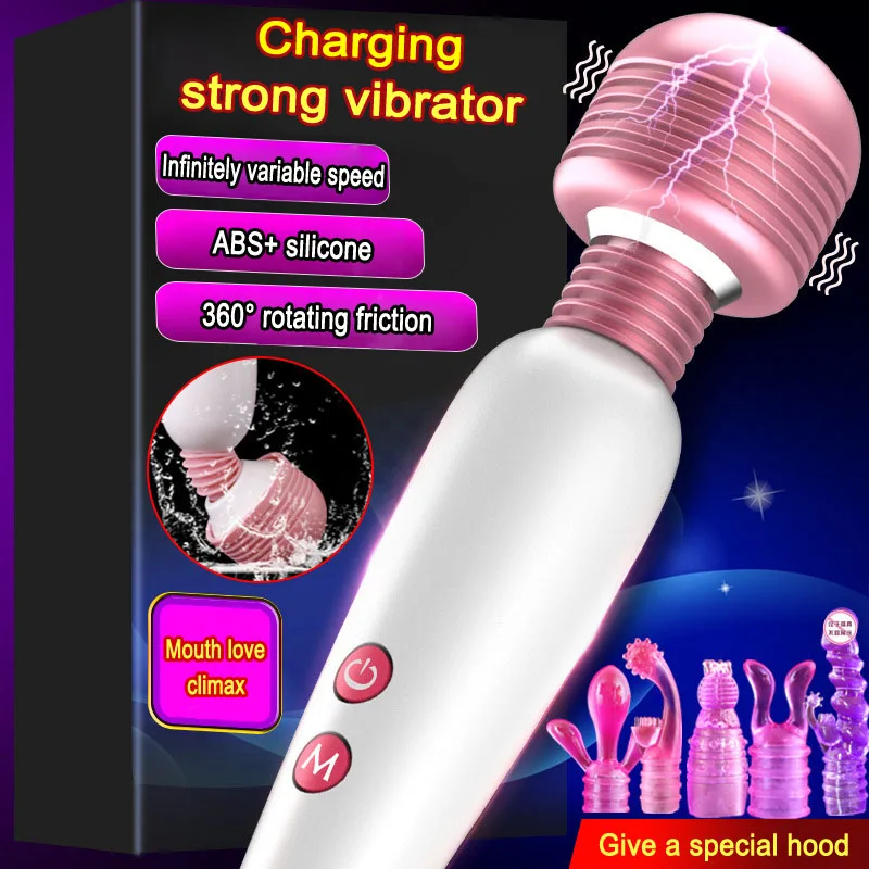 Вращающаяся Вибратор Массажная палочка + 5 шт./компл. рукав для головки USB зарядка