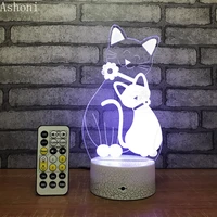 cat 3d table lamp led night light 7 colors changing bedroom sleep lighting home decor gifts