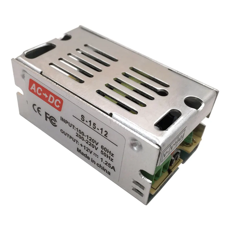 Высокое качество DC12V 1A AC к DC переключатель Питание 10 Вт 15 Вт Светодиодный драйвер Трансформатор для Светодиодные ленты лампы освещения 50/60Hz 100-265V