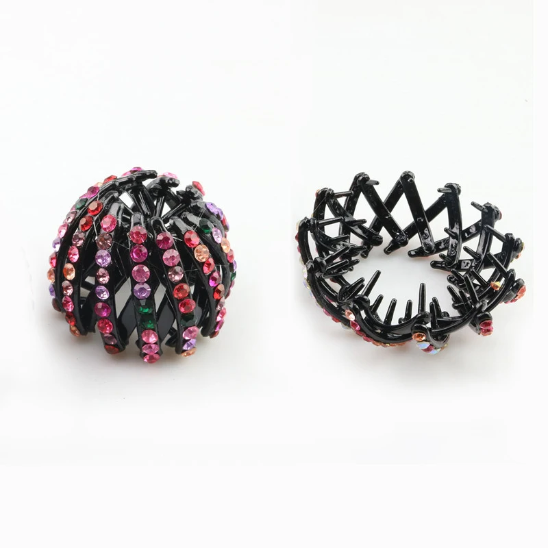 New Design Vintage Multi-color Rhinestone Elegant Bird Nest Hair Ponytail Holder Fair Crab Claw Clip Hairpin Ball Shape 8C0205 | Украшения