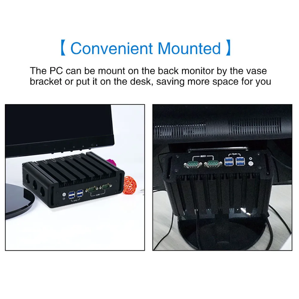 Minisys безвентиляторный промышленный компьютер Linux Intel Core i7 7500u 4 k Mini PC двухканальный
