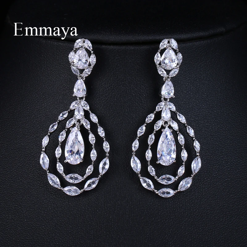 Серьги гвоздики Emmaya с фианитами женские классические ювелирные украшения для