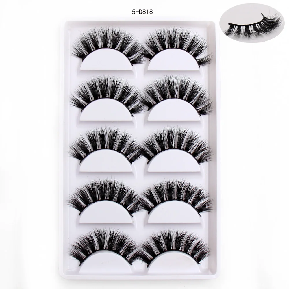 SOQOZ Eyelashes 3D Mink Luxury Handmade Lashes Natural Long Eye Fluffy False Lash 5 pairs D818 cosmeti | Красота и здоровье