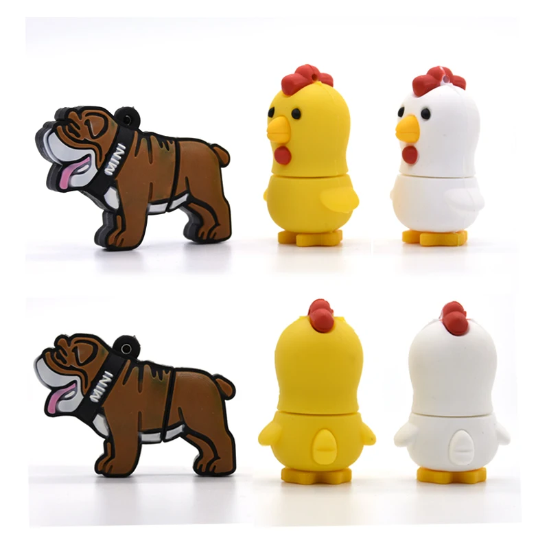 Флеш накопитель с мультяшным бульдогом 16 ГБ флеш изображением курицы Дональда