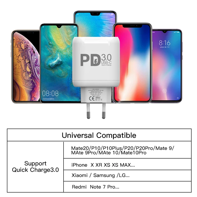 MOXOM 32 W быстрая зарядка 4 0 3 зарядное устройство для huawei 5A PD Быстрая iPhone samsung