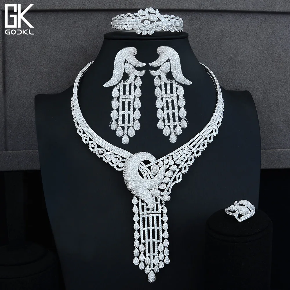 GODKI Роскошные Цветы кисточки 4 шт. нигерийские Свадебные комплекты ювелирных