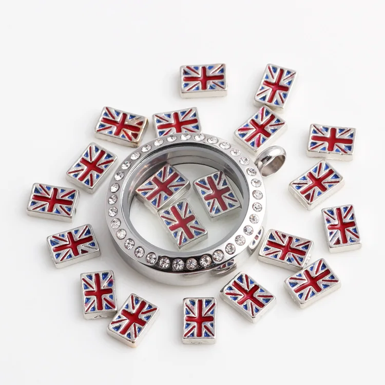 

Free Shipping, 20pcs Enamel Mixed Color Flag Floating Charms Fit For Glass Living Memory Lockets, Gifts