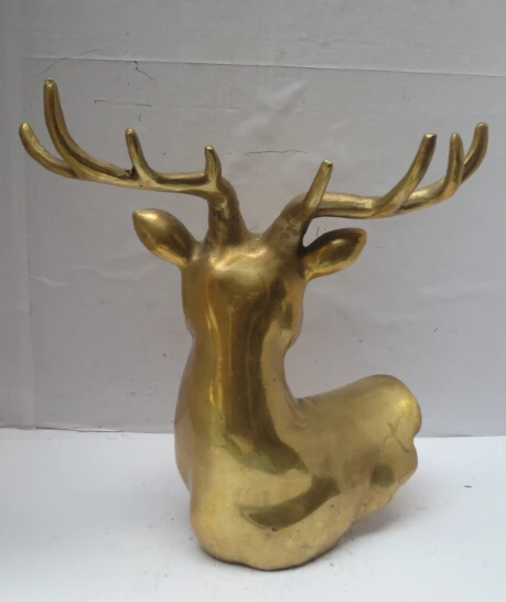 WBY Long 8 inch Metal crafts Home Decoration Chinese Brass Carved Deer head Statue/Sculpture fast | Дом и сад