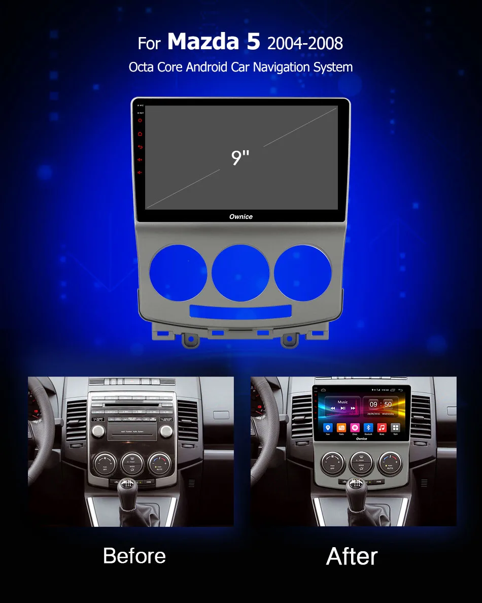 Ownice C500 + G10 мультимедийный плеер 2004 2008 для Mazda 5 9 дюймов Android 8 1 Bluetooth Wi Fi 2.5D ips экран