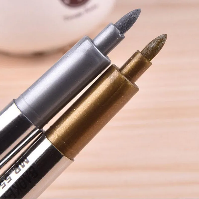 1 PCS 1.5mm Creative Paint Pen Metallic Color Technology Gold And Silver Up Student Supplies Marker Craftwork | Канцтовары для