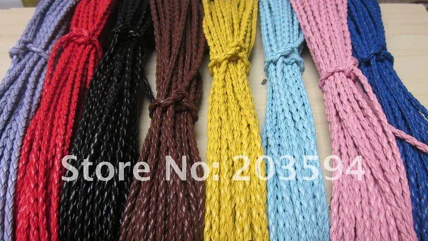 

s3080 Wholesale 1000pcs Mixed colors braided PU leather necklace cord with lobster clasp 45cm