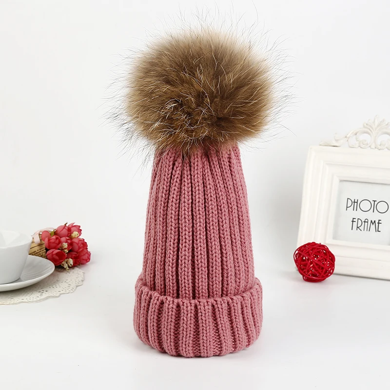 Лидер продаж шапка из меха норки с помпонами зимняя женская для девочки вязаные