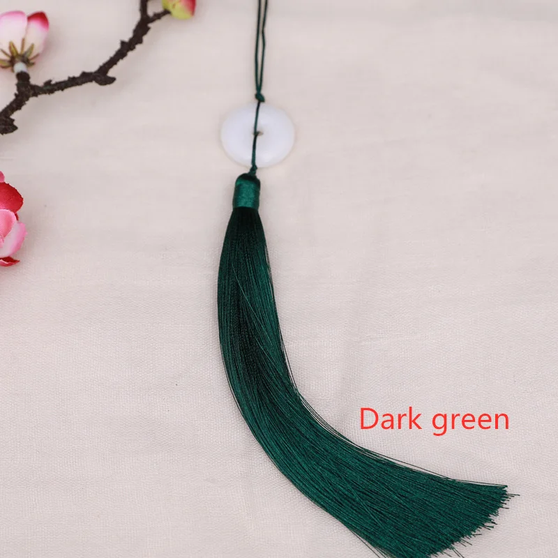Dark green 5 шт. белая Нефритовая пряжка с символом мира кисточкой самодельный брелок шапки ремни Подвески для изготовления украшений занавес Подвеска для изготовления аксессуаров ремесло кисточкой - Цвет: Dark green