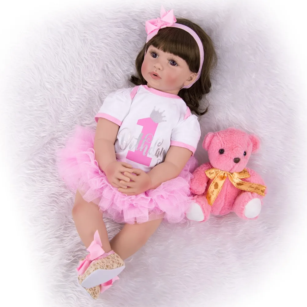 NPK Bebes Reborn Dolls силиконовые куклы для девочек хлопок тело 60 см новорожденный малыш