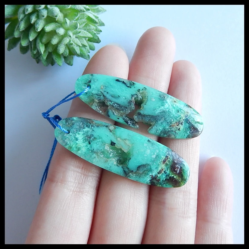 Подарок на день рождения, натуральный драгоценный камень, нуггет Chrysoprase Модные женские серьги, модные ювелирные изделия для женщин серьги, 42x14x5 мм, 8,3 г