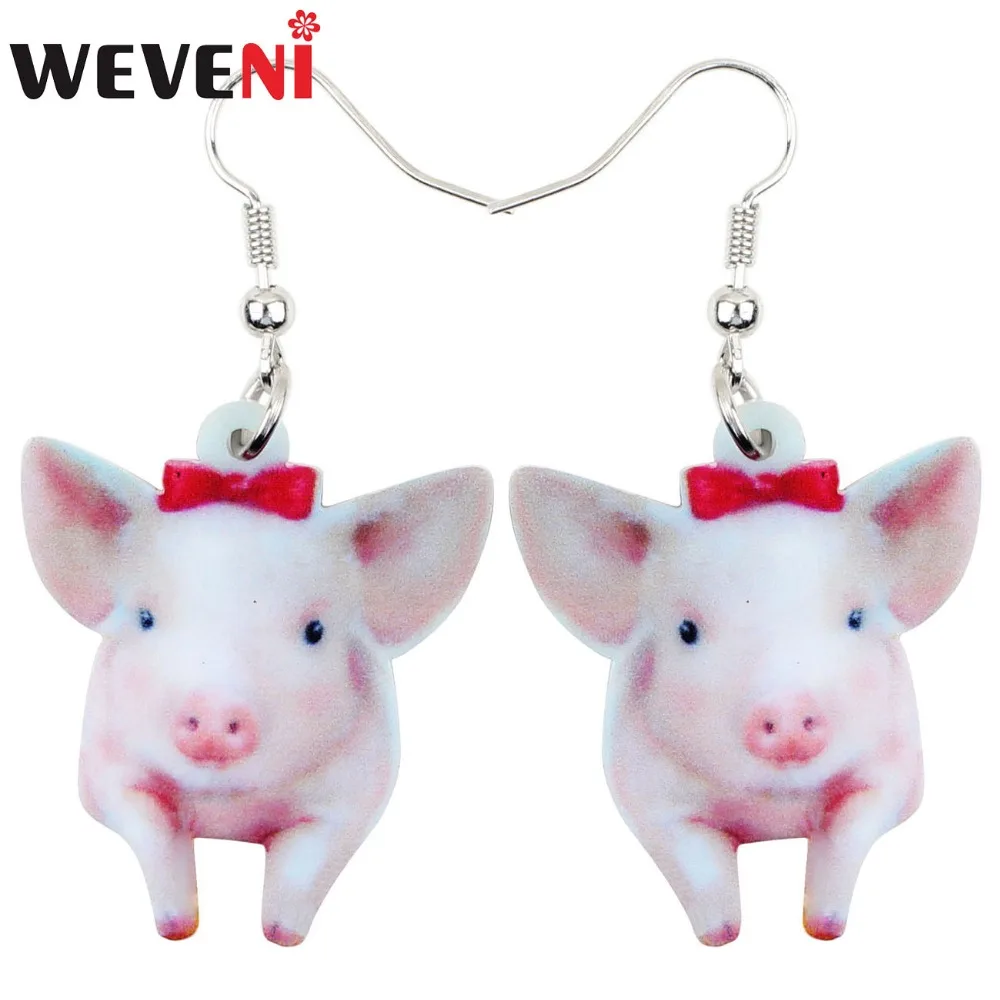 WEVENI акриловые Мультяшные милые свинки Свинка Свинья серьги-капли большие