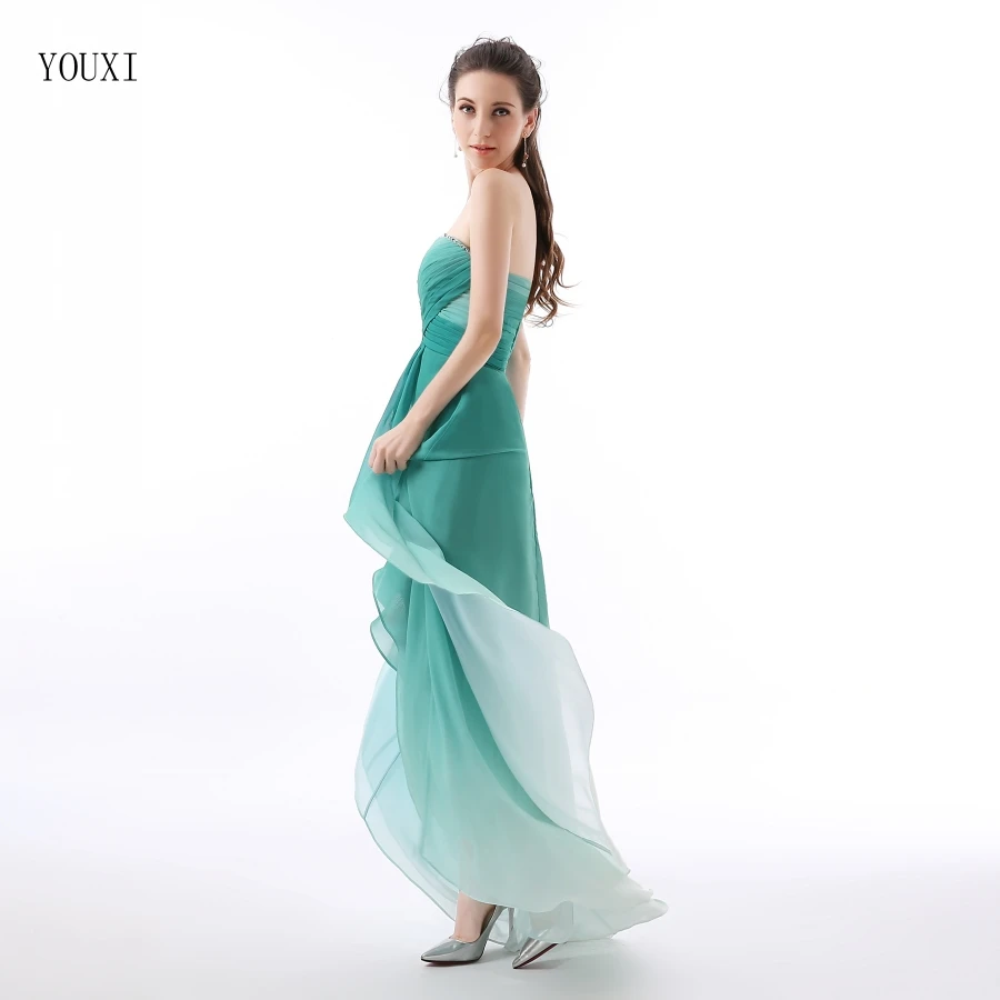 Женское шифоновое платье темно зеленое длинное подружки невесты 2019|prom dresses 2016|low
