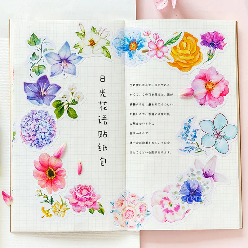 45 шт./компл. наклейки с цветами DIY альбом бутылка кавайи наклейка чемодан домашний