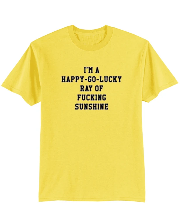 Летняя футболка с надписью «I'm a Happy Go Lucky Ray of Sunshine», модная желтая футболка tumblr, повседневные футболки