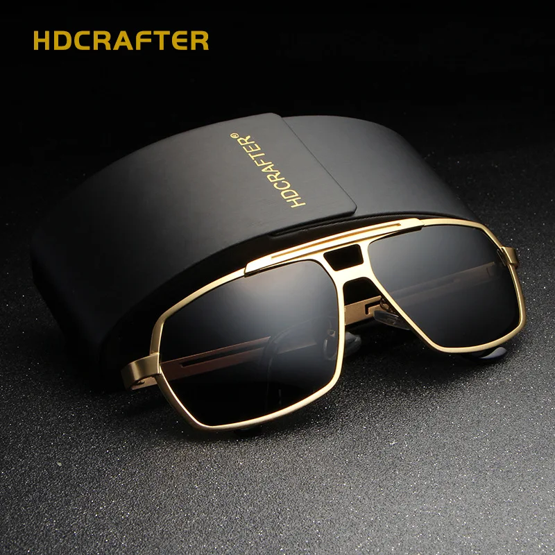 HDCRAFTER поляризационные мужские солнцезащитные очки с квадратной оправой мужские s поляроидные очки для вождения для мужчин с чехлом UV400